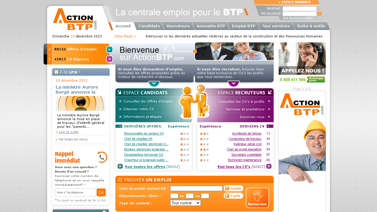 Capture d'écran de http://www.actionbtp.com/